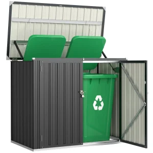 Cobertizo Para Contenedor De Basura Doble De Acero Galvanizado Con Tapa Abatible