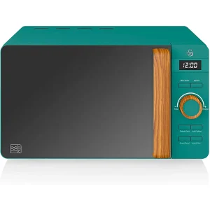 Swan Micro-ondas 20l,6 Níveis De Funcionamento, Temporizador 30 Min, Nordic, Cabo De Efeito Madeira, Sm22036greneu,verde
