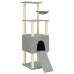 Rascador Para Gatos Con Postes De Sisal Gris Claro 153 Cm