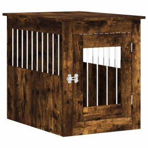 Jaula Para Perros Madera Ingeniería Roble Ahumado 55x75x65 Cm