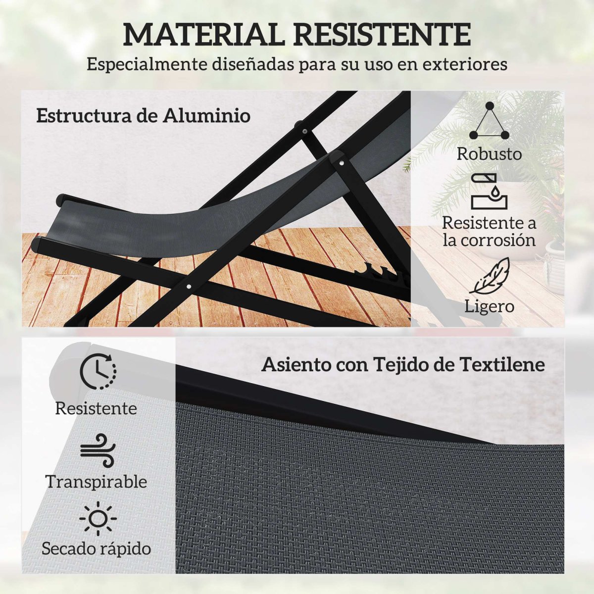 Outsunny Conjunto De 2 Tumbonas Plegables De Aluminio 58x96,5x91,5 Cm Gris - Image 7