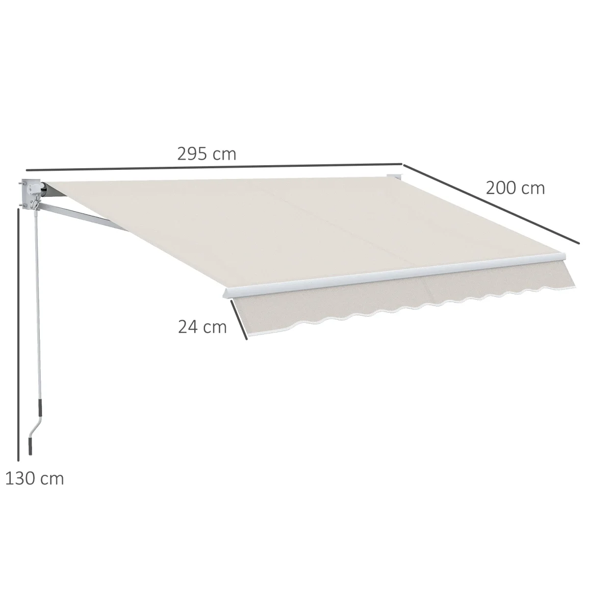 Outsunny Toldo Manual Retráctil Con Manivela 200x295 Cm Protección Solar Uv50+ - Image 4