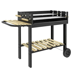 Outsunny Barbacoa De Carbón 113x53,5x82,5 Cm Con 2 Parrillas Alturas Ajustables