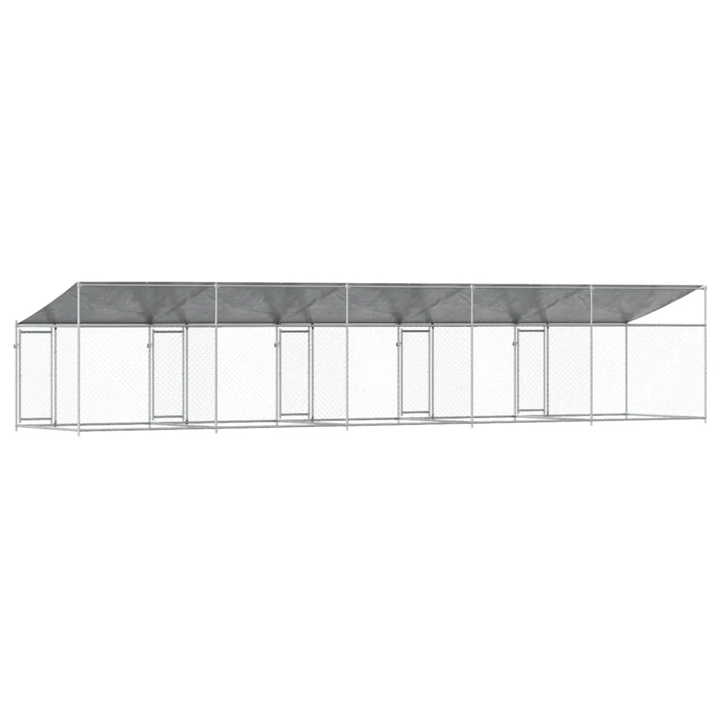 Jaula De Perros Techo Y Puertas Acero Galvanizado Gris 10x2x2 M - Image 7
