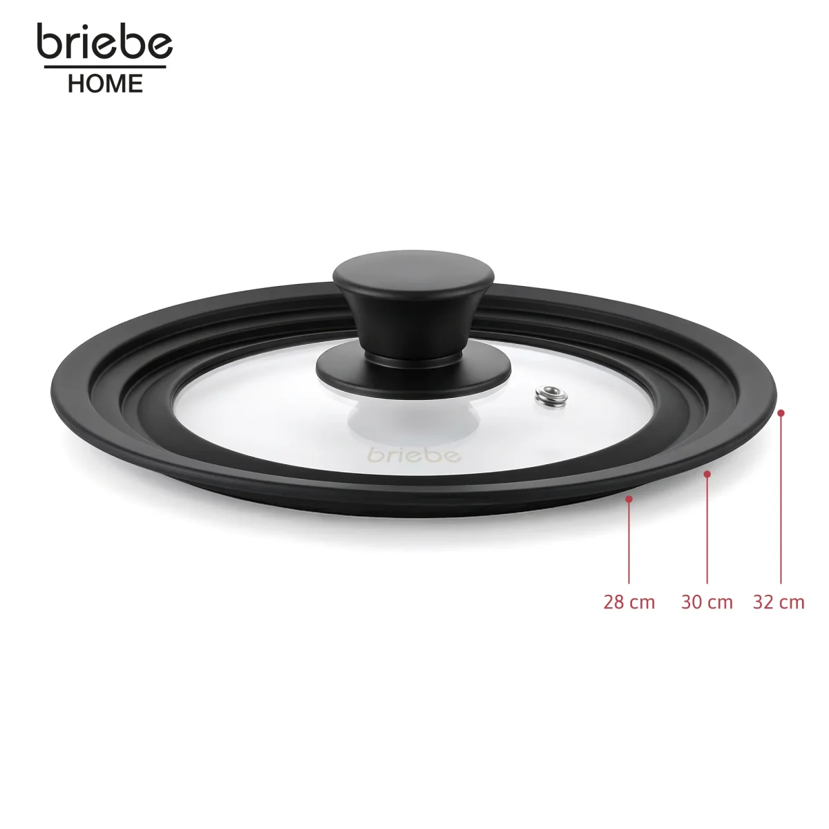 Briebe Totalid Tapa De Sartén Universal Con Borde De Silicona Y Cristal Templado, Multidiámetro 28-30-32 - Image 3