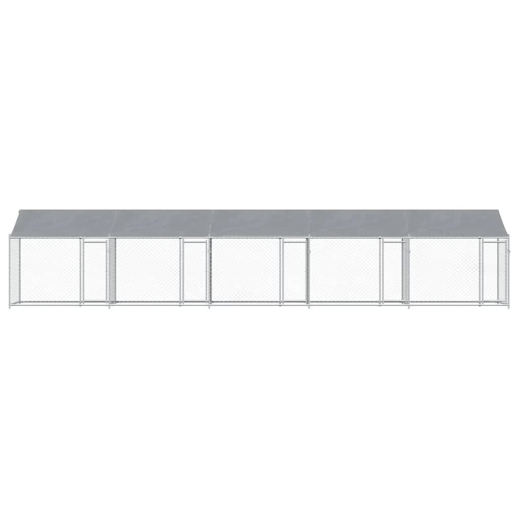 Jaula De Perros Techo Y Puertas Acero Galvanizado Gris 10x2x2 M - Image 5
