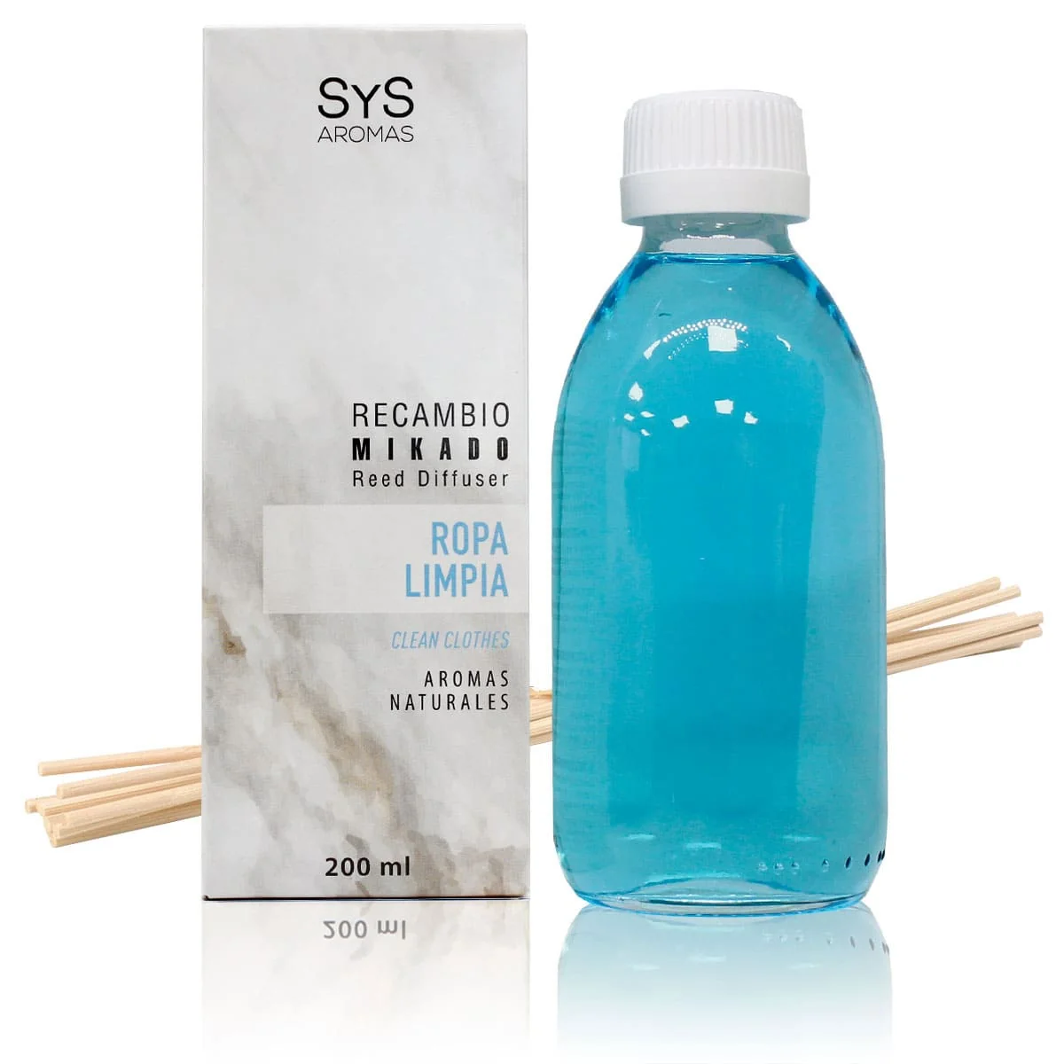 Recarga Mikado Roupa Limpa Mármore SYS Aromas 200 ml | Com Varetas | Aroma Fresco e Limpo | Relaxante - Image 2