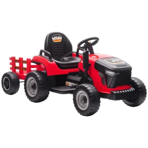 Aiyaplay Tractor Eléctrico Para Niños Con Remolque Desmontable Rojo