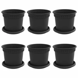Macetas 6 Pcs Negro Ø 15 X 12 Cm Plástico