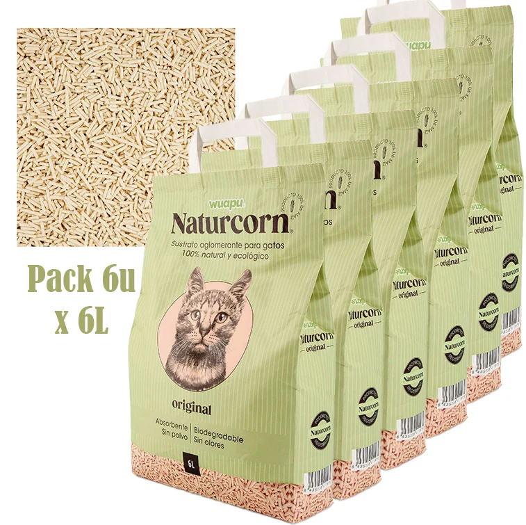 Sustrato Absorbente Wuapu Naturcorn Original En Pelet Biodegradable Para Gato 1 U 6l - Image 3