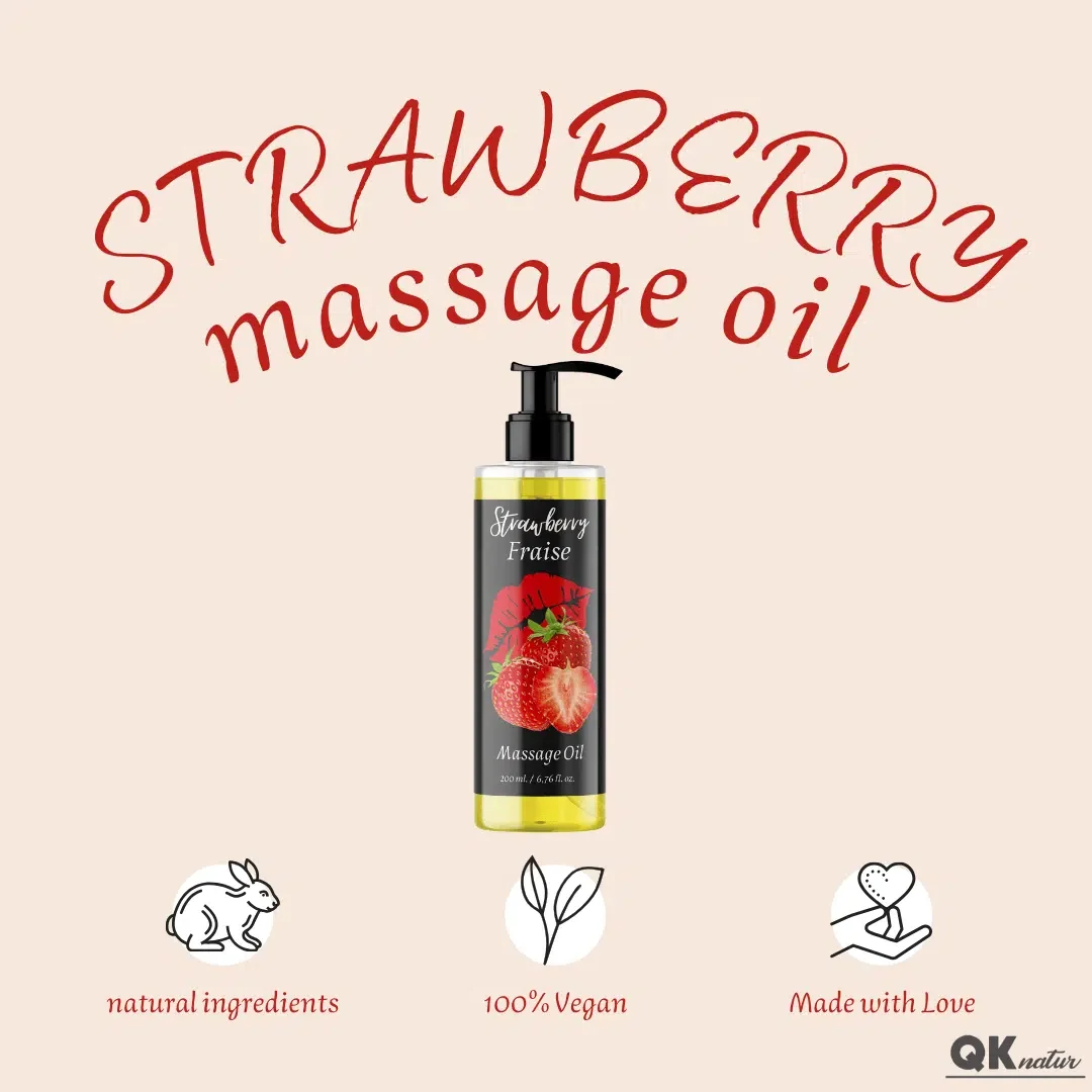 QKnatur - Aceite De Masaje Con Fragancia Fresa - 200 Ml - Para Masajes Corporales Relajantes - Hidratación Y Nutrición - Image 6