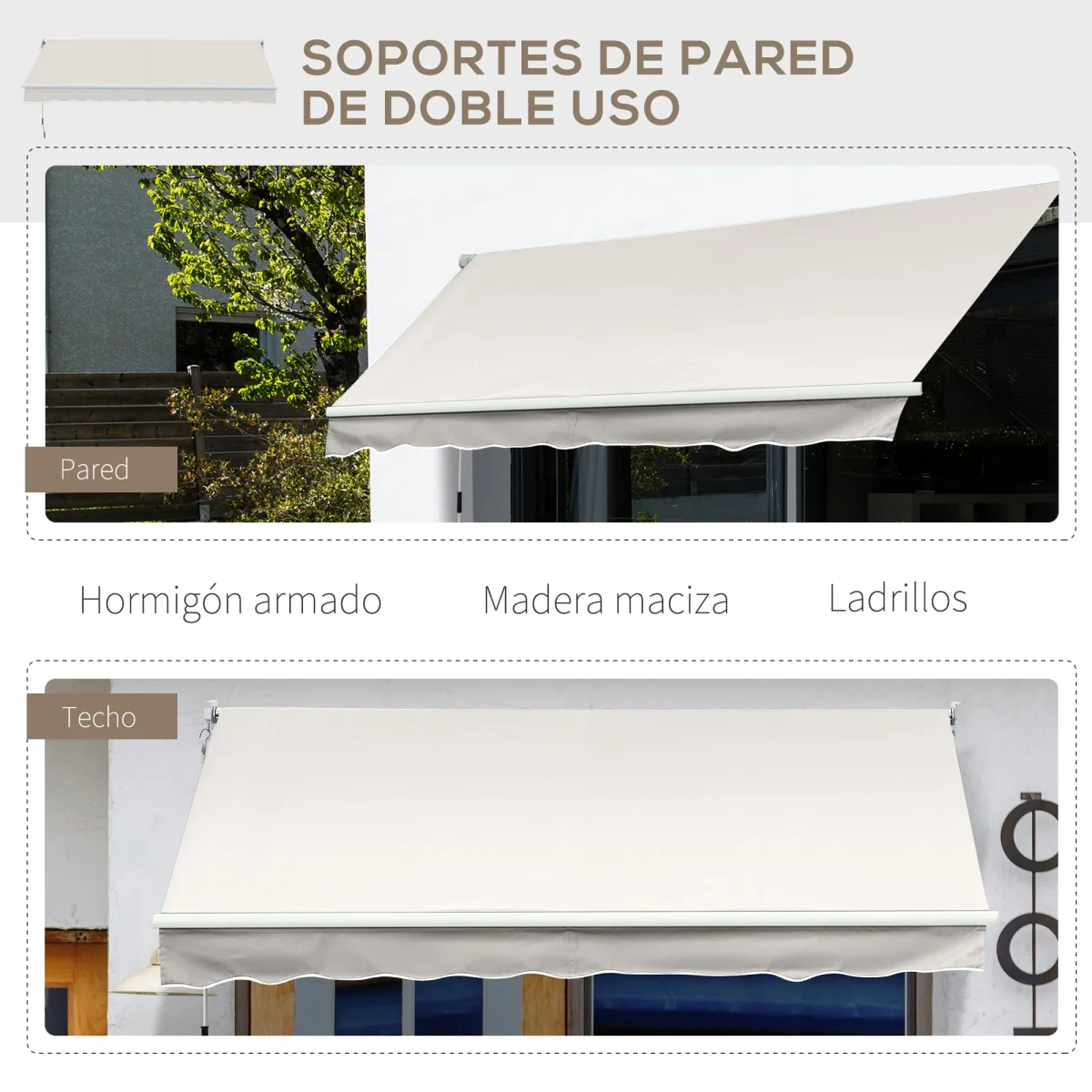 Outsunny Toldo Manual Retráctil Con Manivela 200x295 Cm Protección Solar Uv50+ - Image 7