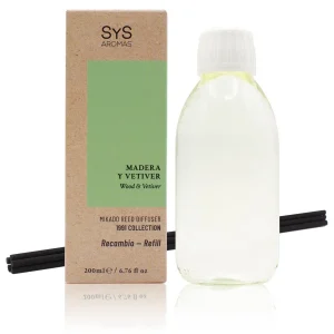 Recarga Mikado Madeira e Vetiver SYS Aromas 200 ml | Com Varetas | Coleção 1991 | Aroma Amadeirado e Cítrico