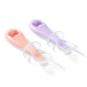 Conjunto 2 colheres de segurança de silicone Rosa-púrpura