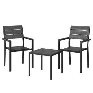 Outsunny Conjunto Jardín Exterior De 3 Piezas Con 2 Sillas Y Mesa De Hdpe Negro