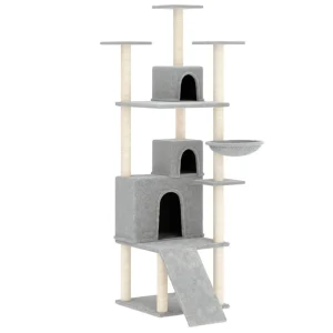 Rascador Para Gatos Con Postes De Sisal Gris Claro 175 Cm