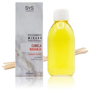 Recarga Mikado Canela e Laranja Mármore SYS Aromas 200 ml | Com Varetas | Aroma Cítrico e Especiado | Revitalizante